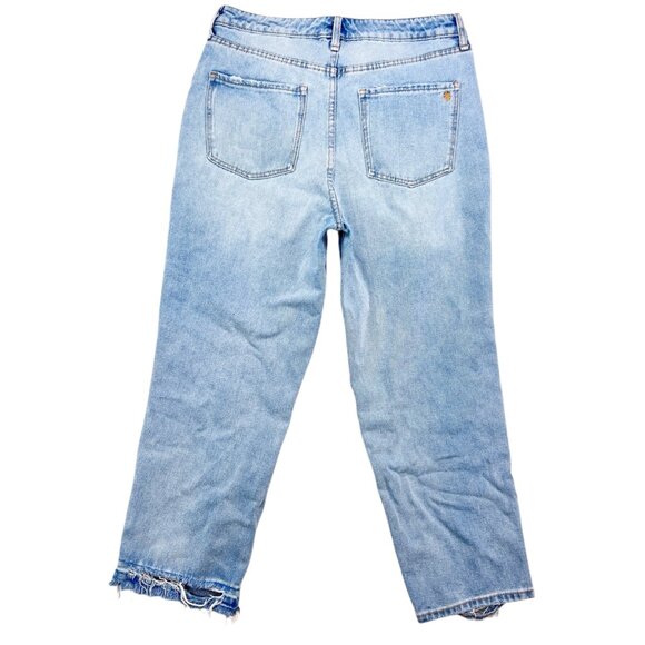 Frayed High Rise Ankle Straight Jeans Patchwork Size 31 - Picture 2 of 9